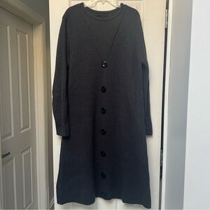 Grey Button-Down Long Knit Dress size medium